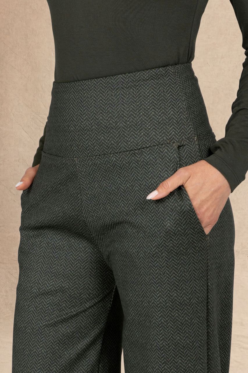 HIGH WAIST WIDE LEG PANT: OLIVE TWEED