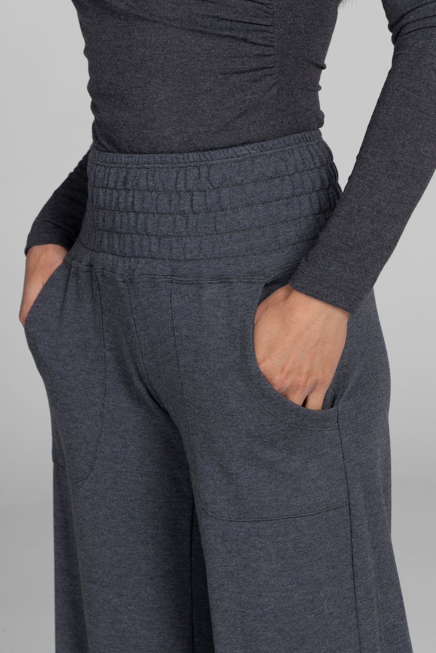 KIRAGRACE COZY BOHO YOGA PANT: CHARCOAL HEATHER