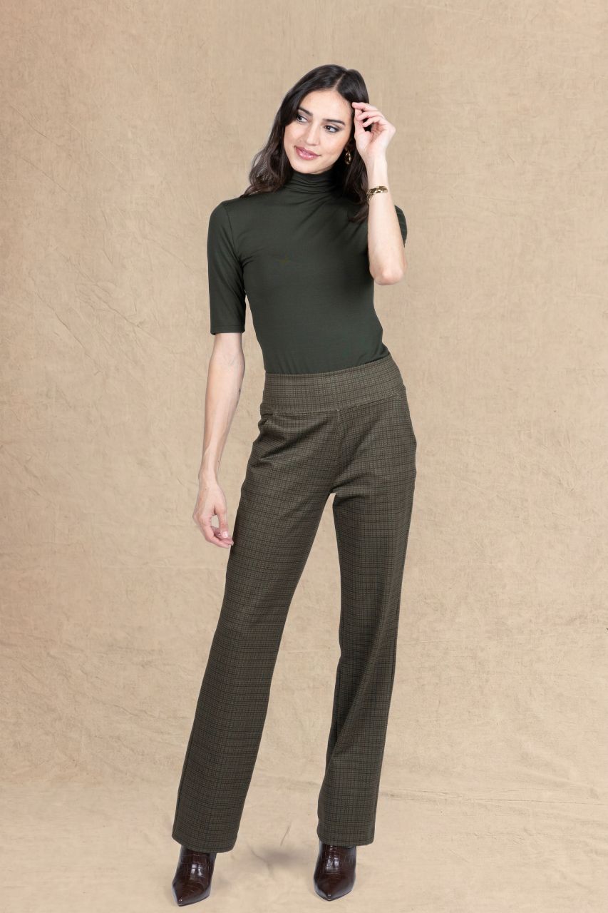 NINA STRAIGHT LEG PANT: LODEN TATTERSALL
