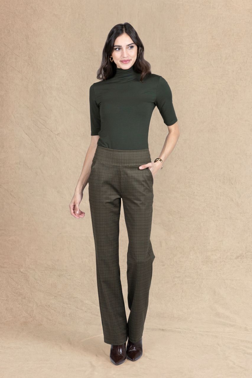 NINA STRAIGHT LEG PANT: LODEN TATTERSALL