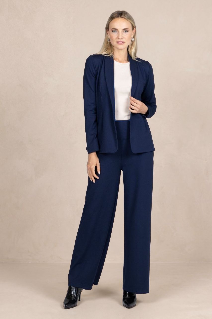 HIGH WAIST WIDE LEG PANT: OXFORD NAVY PONTE