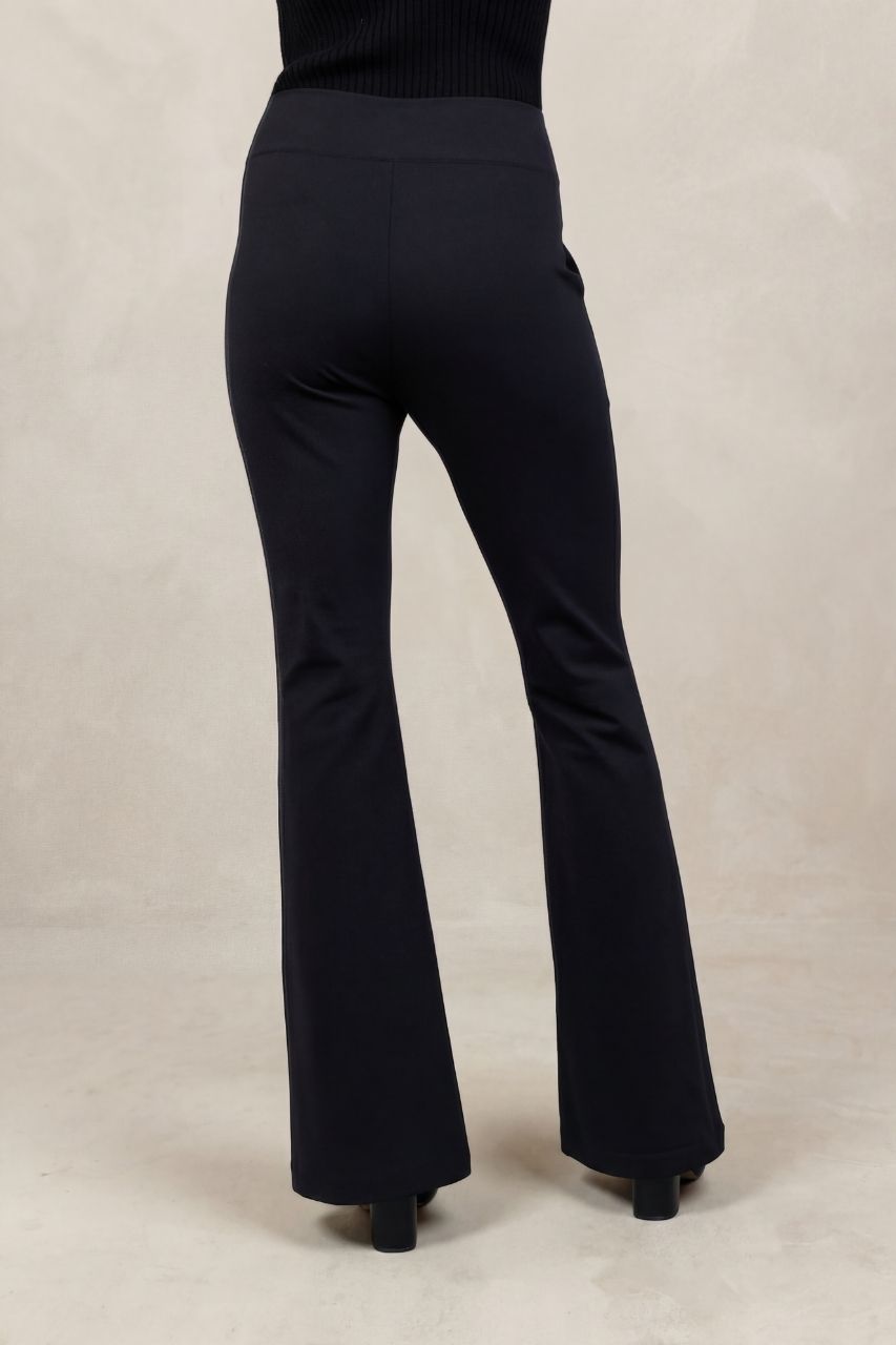 VICTORIA HIGH WAIST FLARE PANT: BLACK PONTE