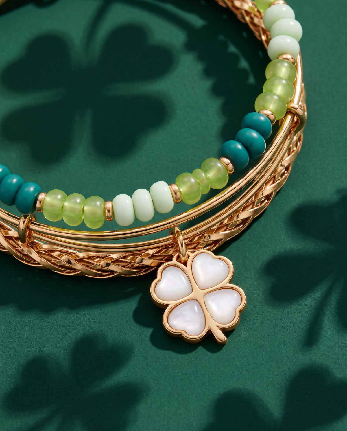 Lucky Four-Leaf Clover Set of 3 Bangles