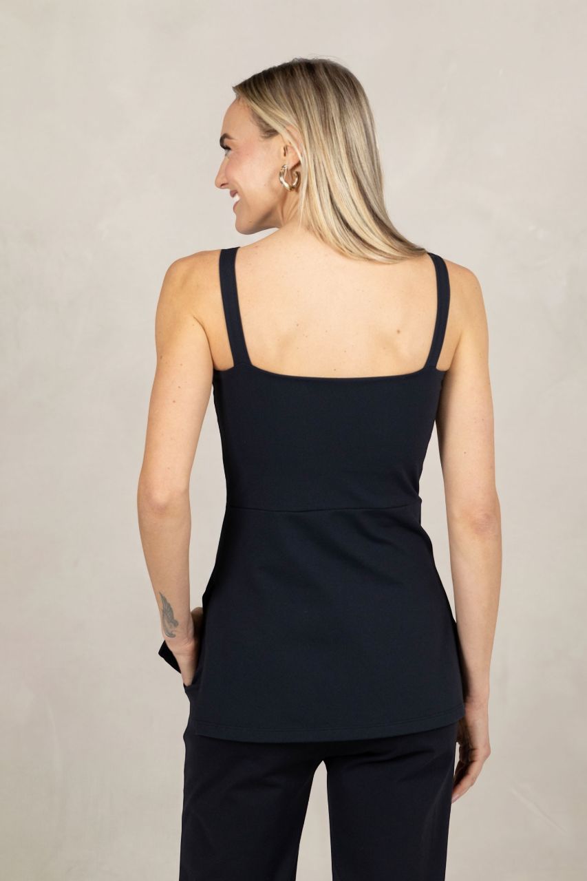 SIDE SLIT CAMI: BLACK PONTE