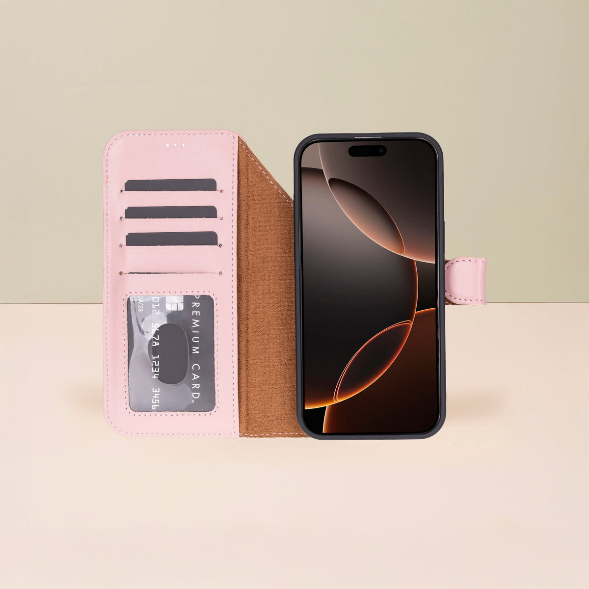 Leather iPhone 18 Pro Wallet Case – Pink - Austin
