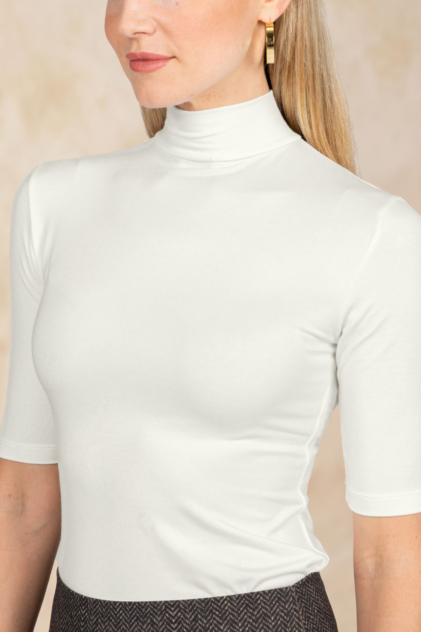 GRACE MOCKNECK TEE: IVORY