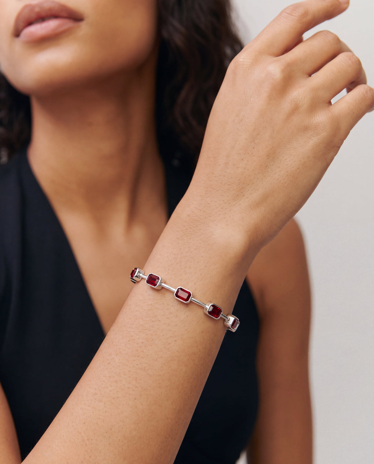January Birthstone Emerald Cut Bangle