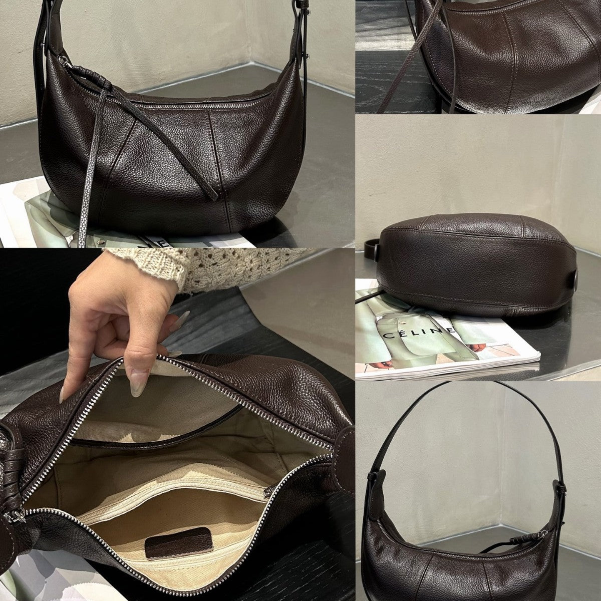 Genuine Leather Crescent Bag