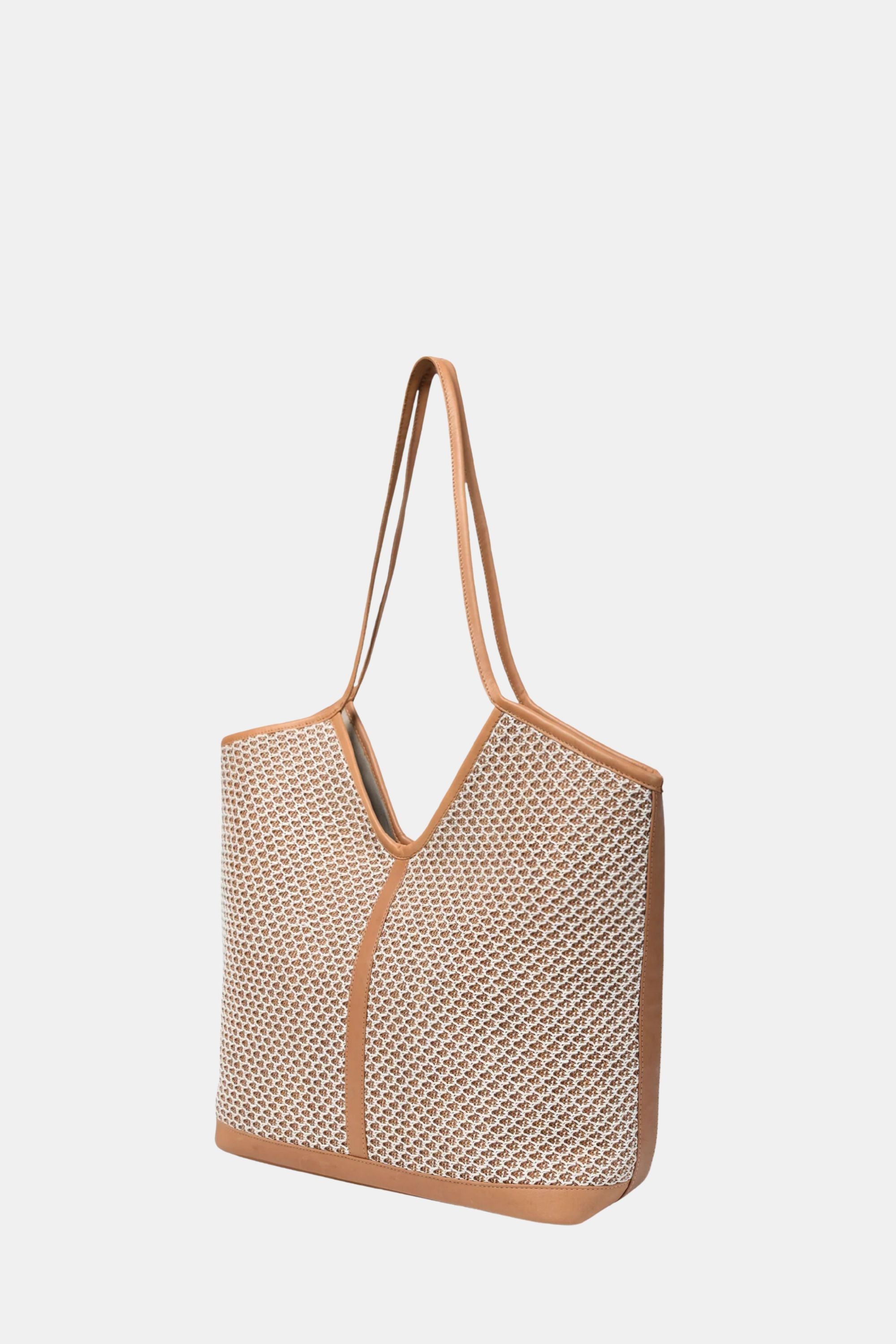Jelavu - Lilliana Large Raffia Tote - Cognac Leather Trim