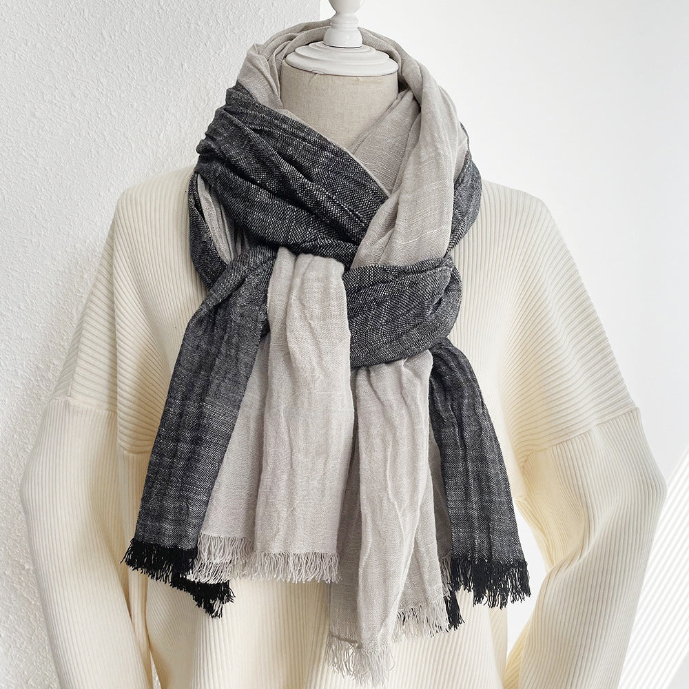Long Jacquard Patchwork Scarf Decorative Cotton