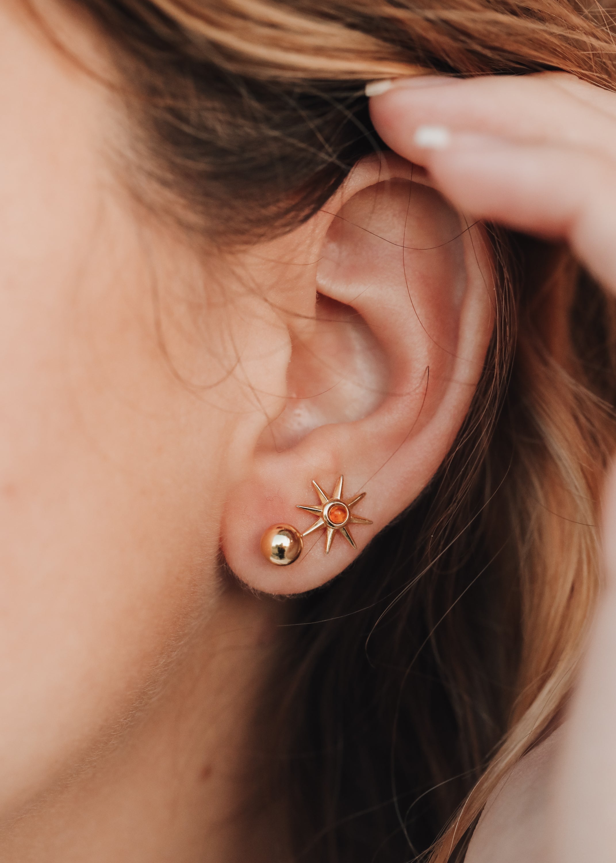 18K Gold Vermeil + Baltic Sea Amber || Sunshine Earrings