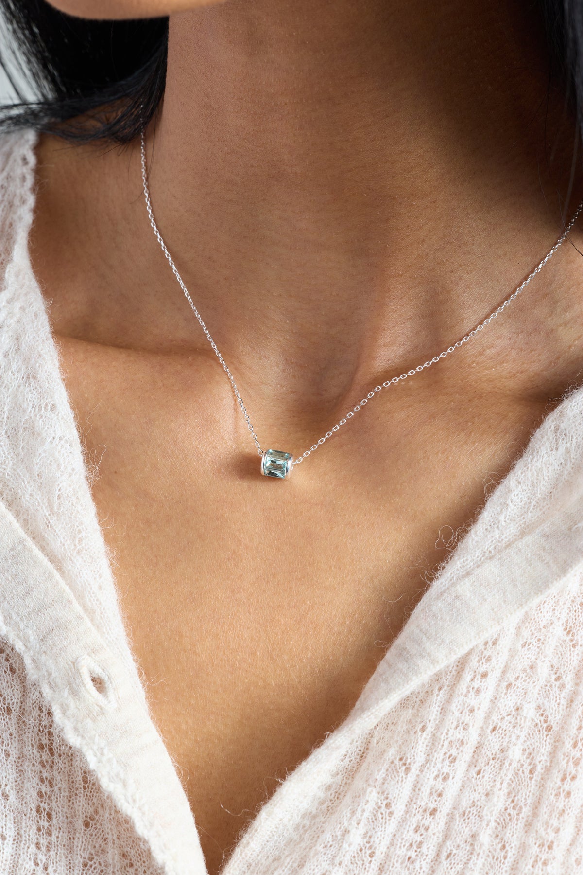 March Birthstone Precious Pendant Necklace