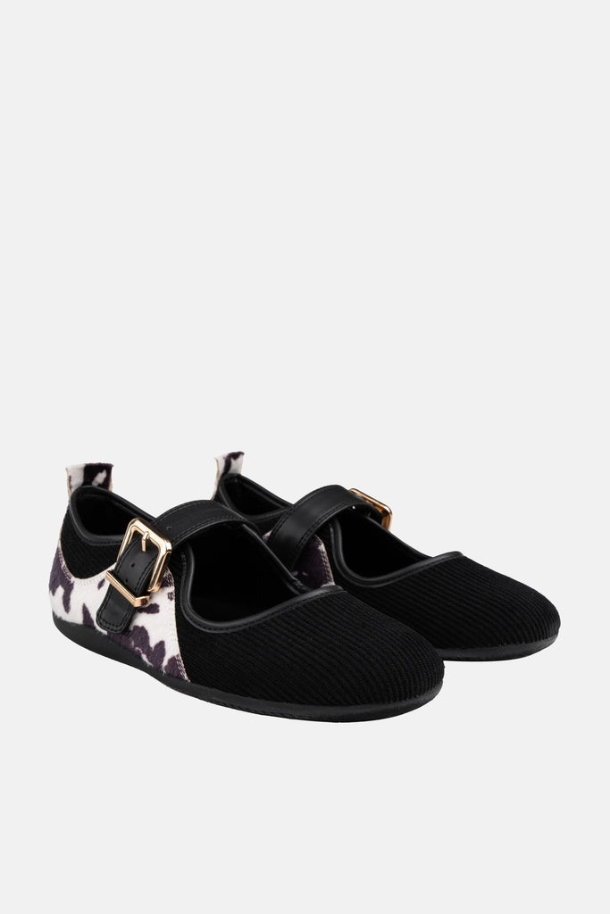 JELAVU Willow Buckle Mary Jane Flat in Black Cow Print - image 2