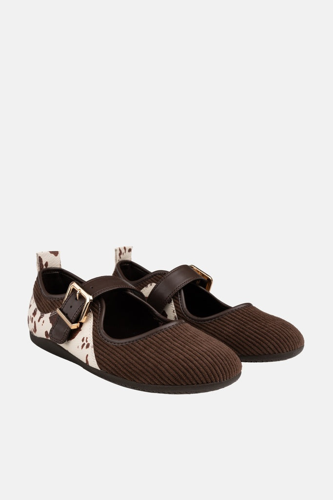 JELAVU Willow Buckle Mary Jane Flat in Brown Cow Print - image 1