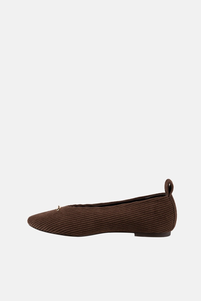 JELAVU Nova Corduroy Pointed-Toe Ballet Flat in Coffee Brown - image 3