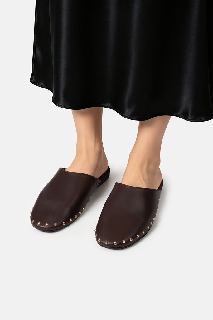 JELAVU Serena Studded Flat Mule in Coffee Brown - image 6