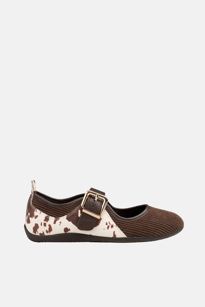 JELAVU Willow Buckle Mary Jane Flat in Brown Cow Print - image 3