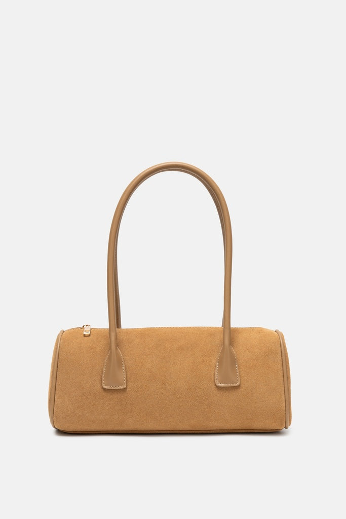Jelavu Seville Suede Barrel Shoulder Bag in Beige - image 1
