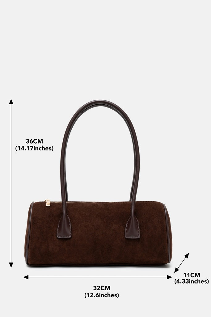 Jelavu Seville Suede Barrel Shoulder Bag in Chocolate - image 2