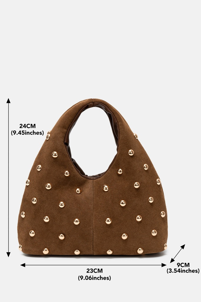 Jelavu Roma Studded Suede Top Handle Bag in Chestnut - image 2