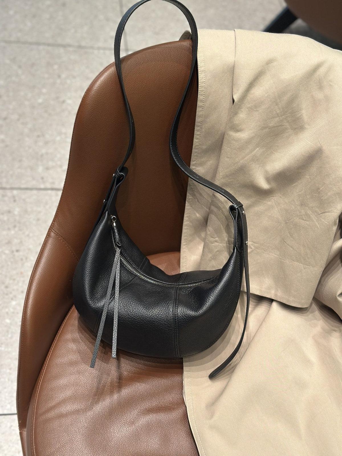 Genuine Leather Crescent Bag