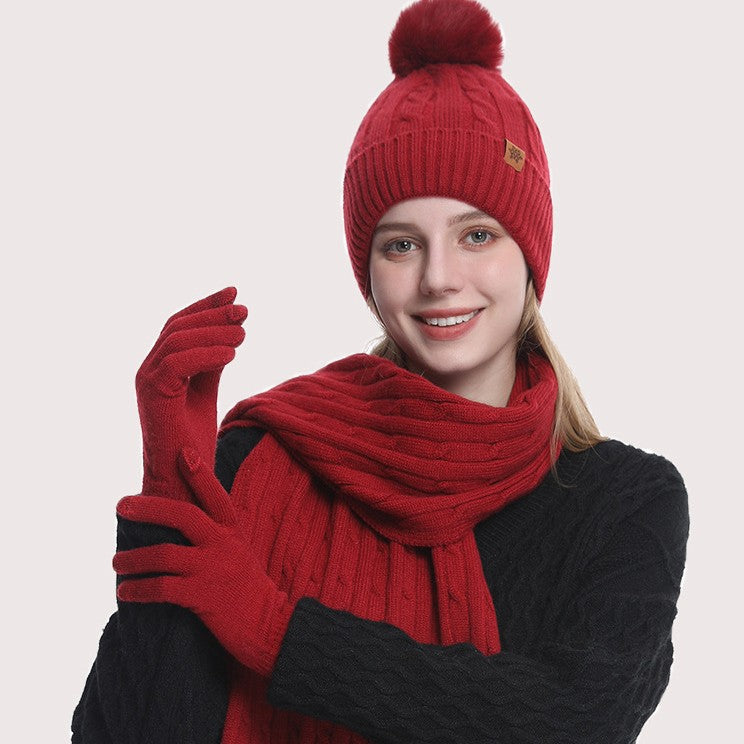 Winter Knit Hat, Scarf & Gloves Set