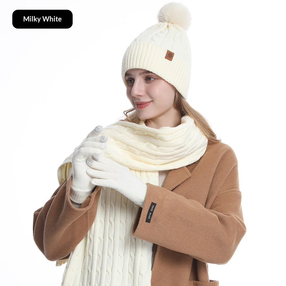 Winter Knit Hat, Scarf & Gloves Set