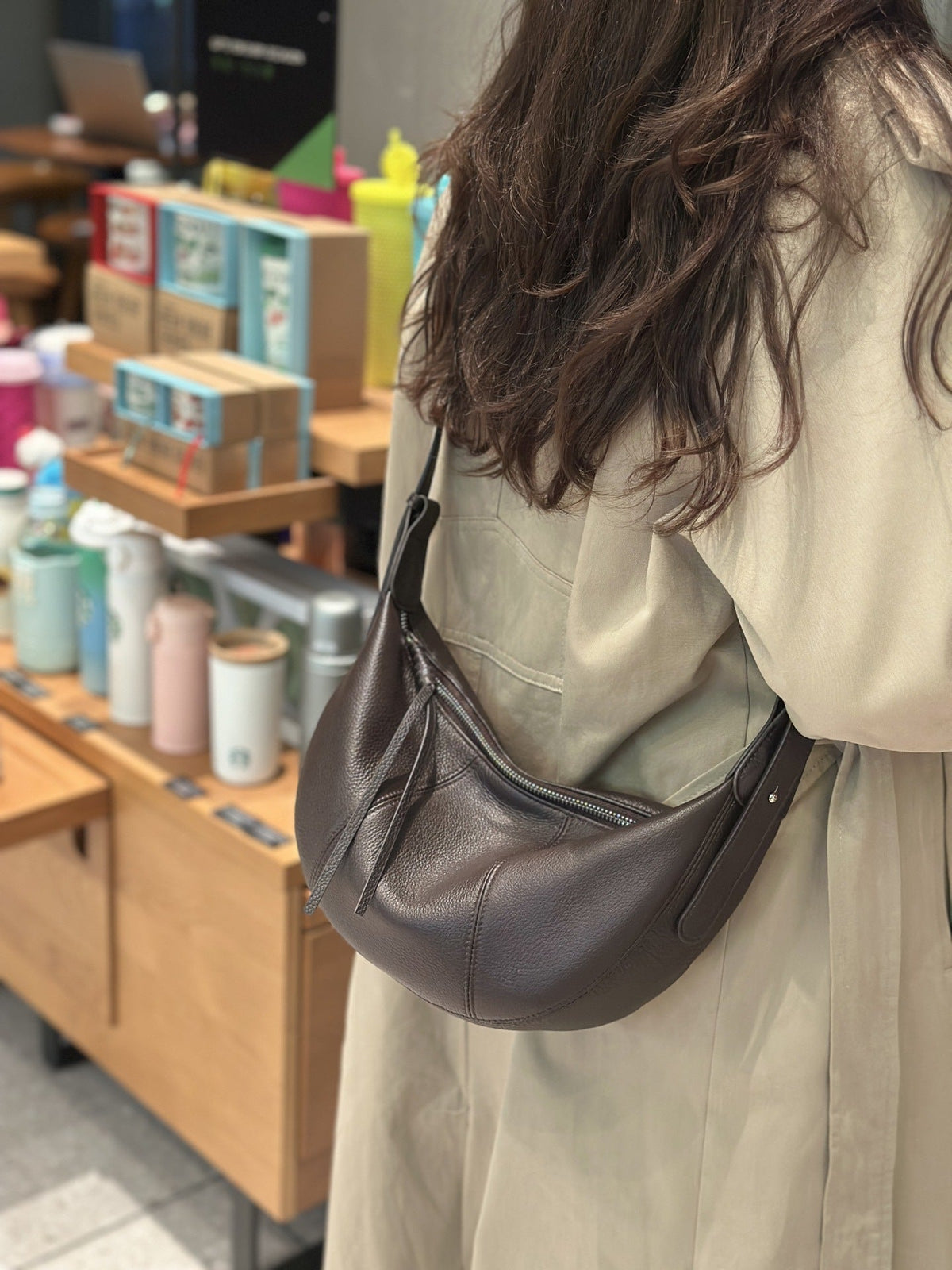 Genuine Leather Crescent Bag