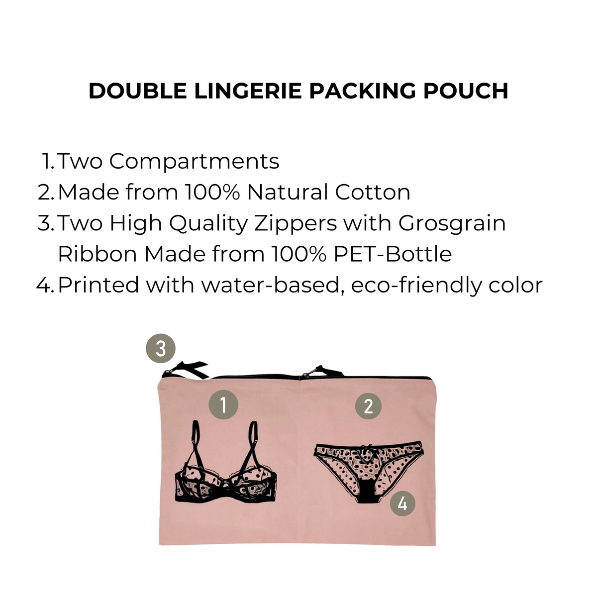 Double Lingerie Packing Pouch – Pink/Blush