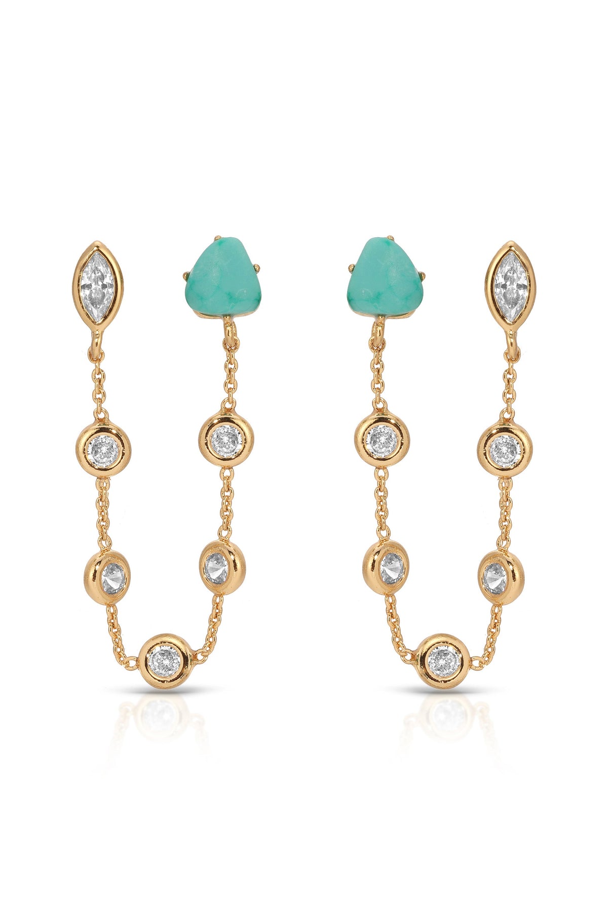 Double Piercing Turquoise Earrings