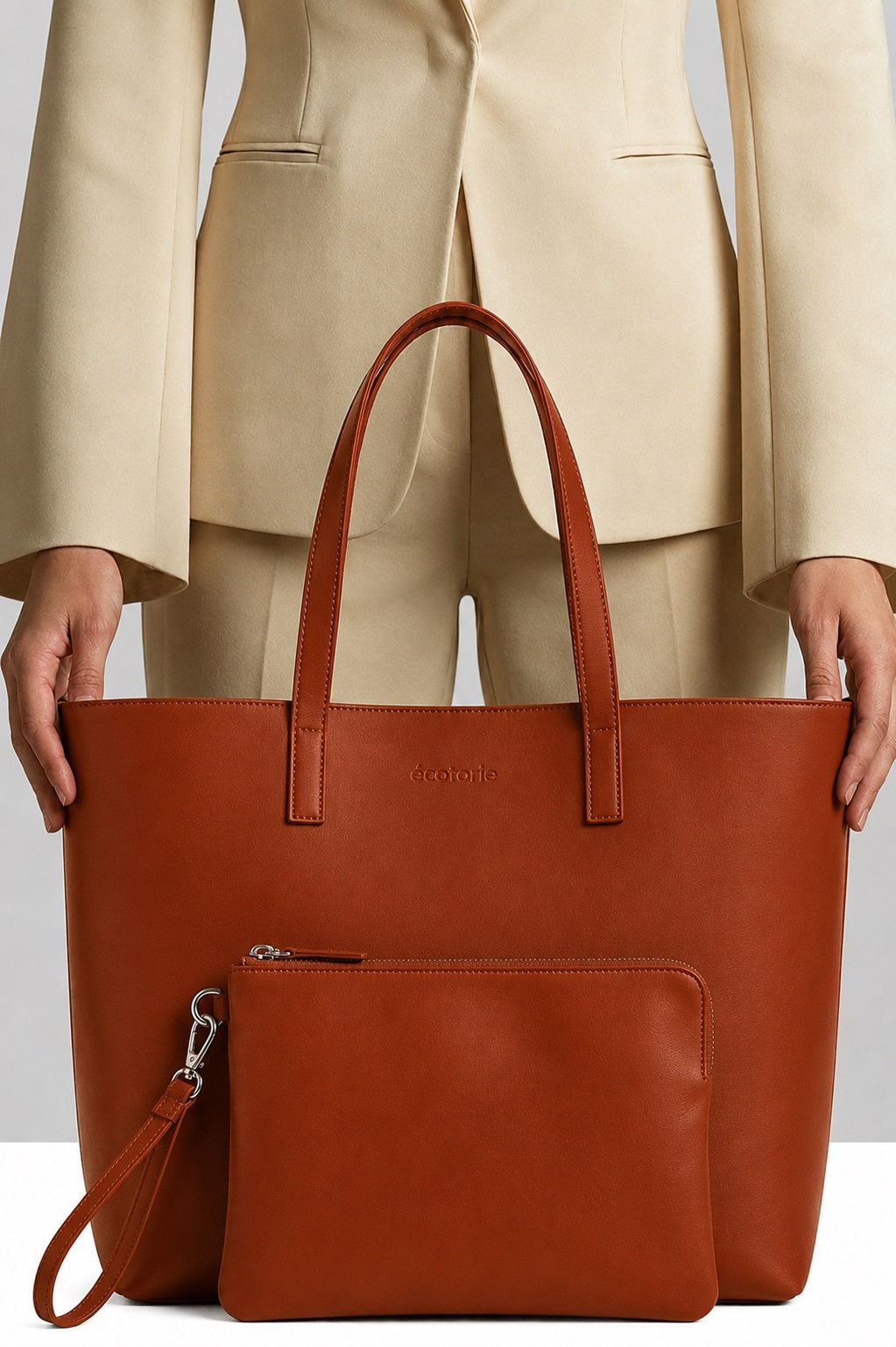 Ecotorie Agatha Leather Tote Bag-Rust