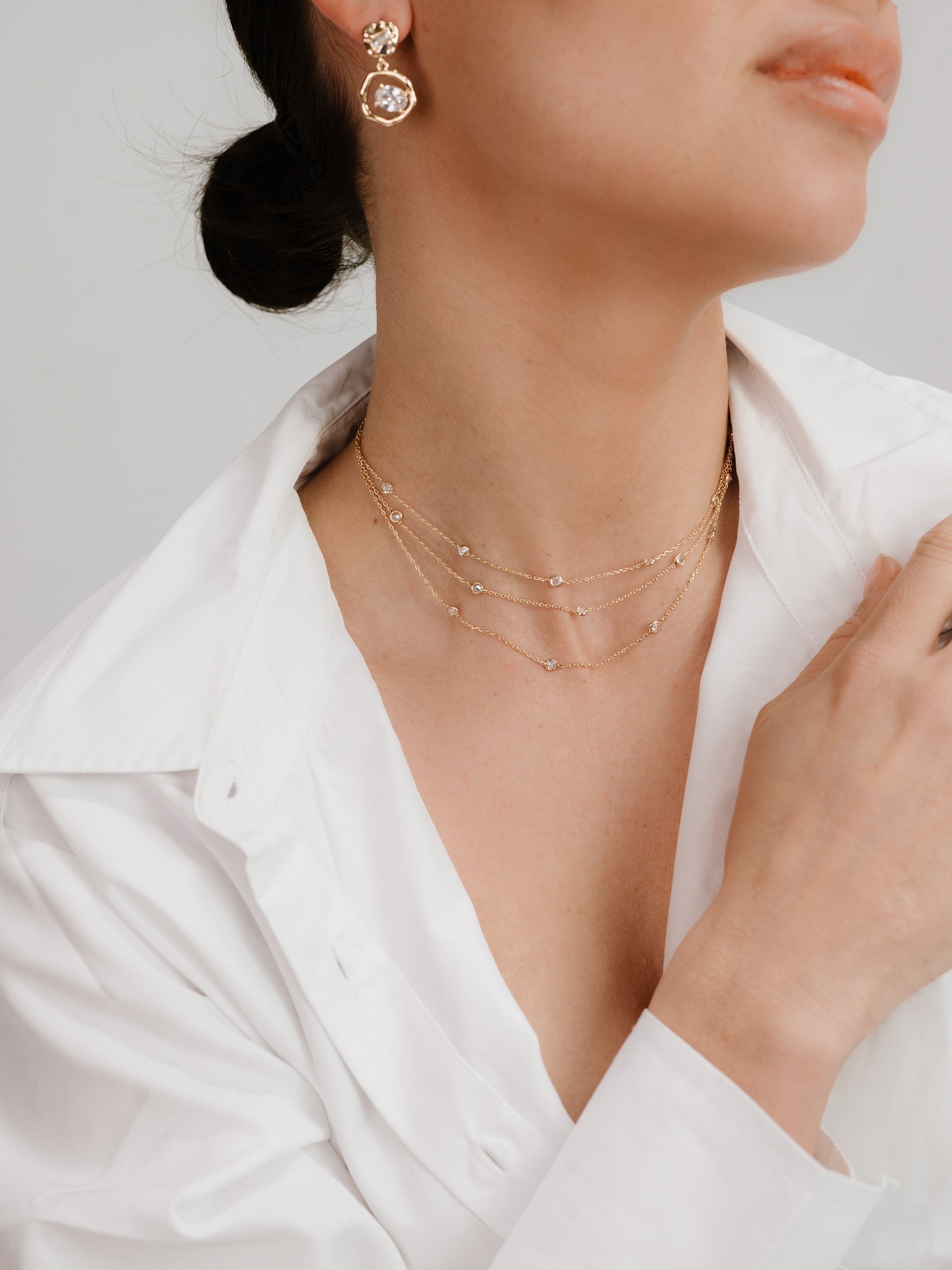 Crystal Dot Layered Necklace