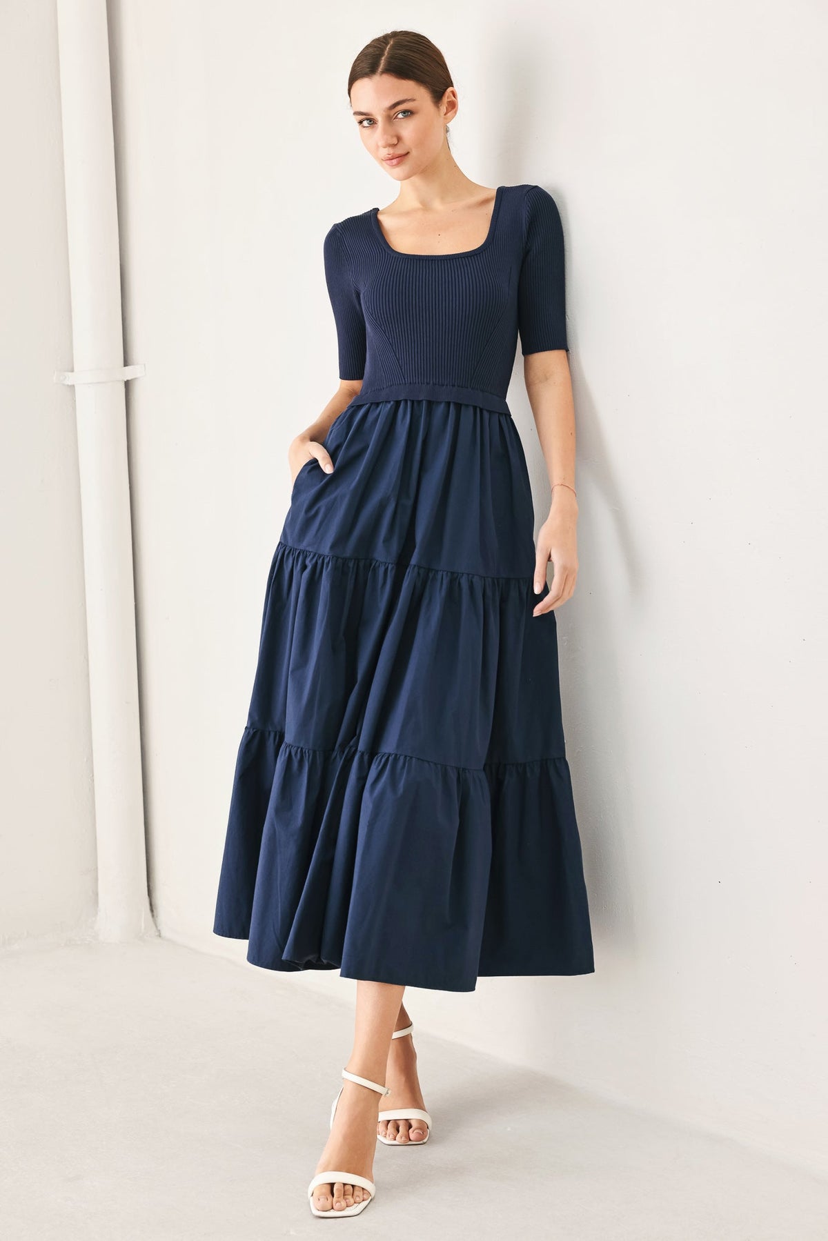 blue sweater midi dress ELEGANT ERA KNIT Universal Thread Dress Blue james-fix The sleeveless SIZE:11