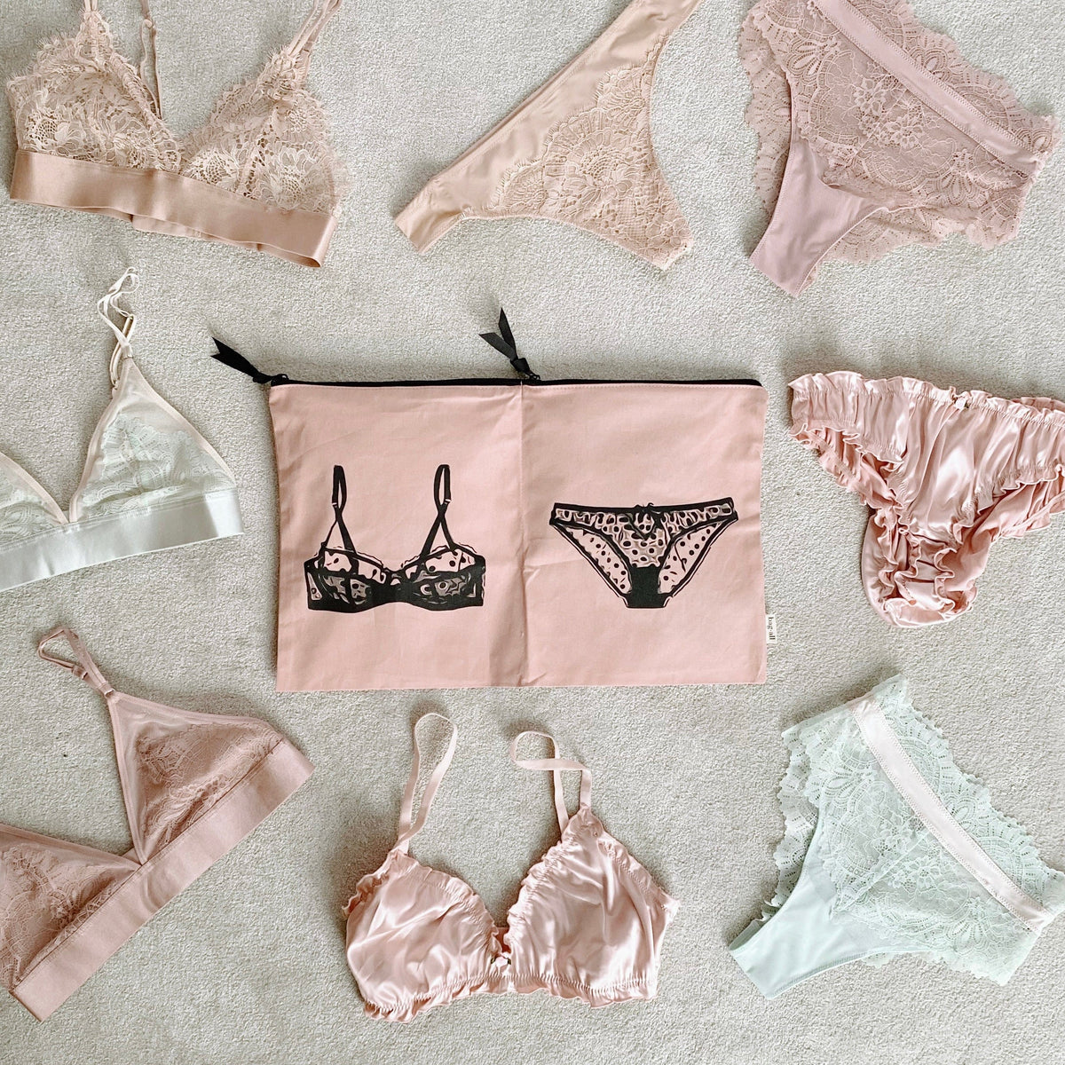 Double Lingerie Packing Pouch – Pink/Blush