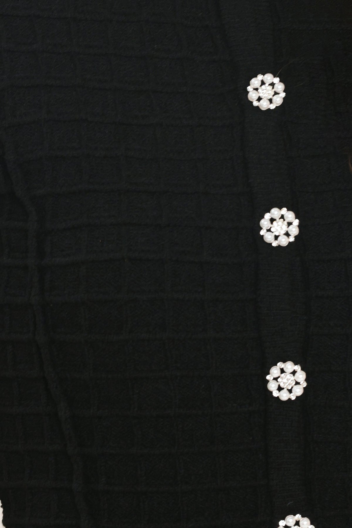 POLISHED MOMENT BLACK JEWEL-BUTTON CROPPED SWEATER TOP
