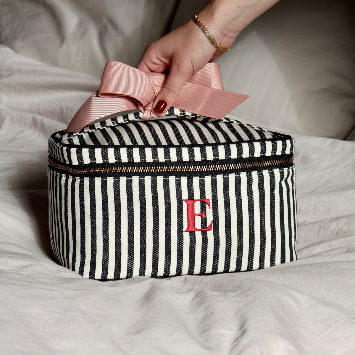 Medium Box Makeup & Toiletry with Insert Organizer – Striped