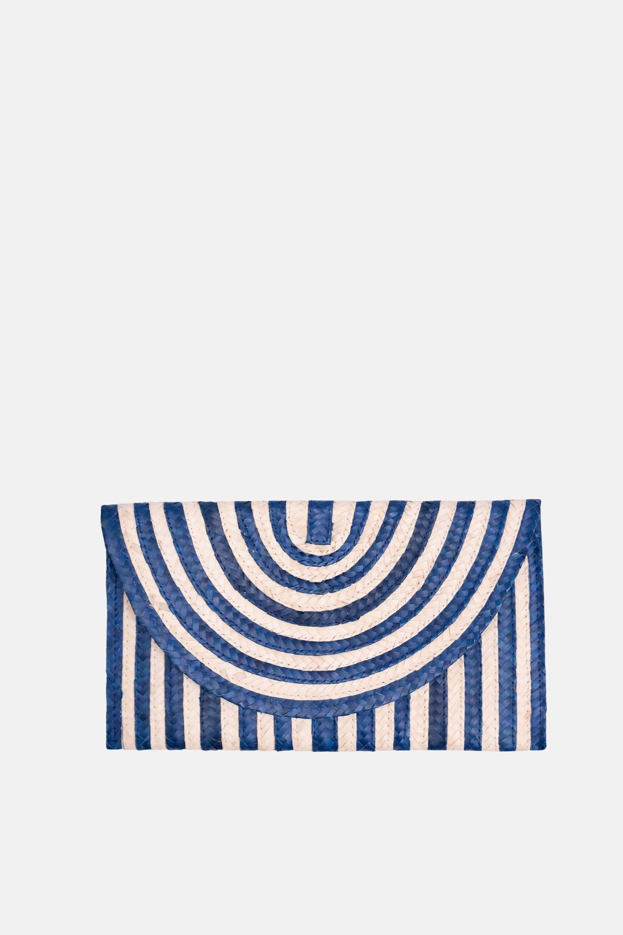 Jelavu - Brooke Small Striped Clutch - Cream / Blue