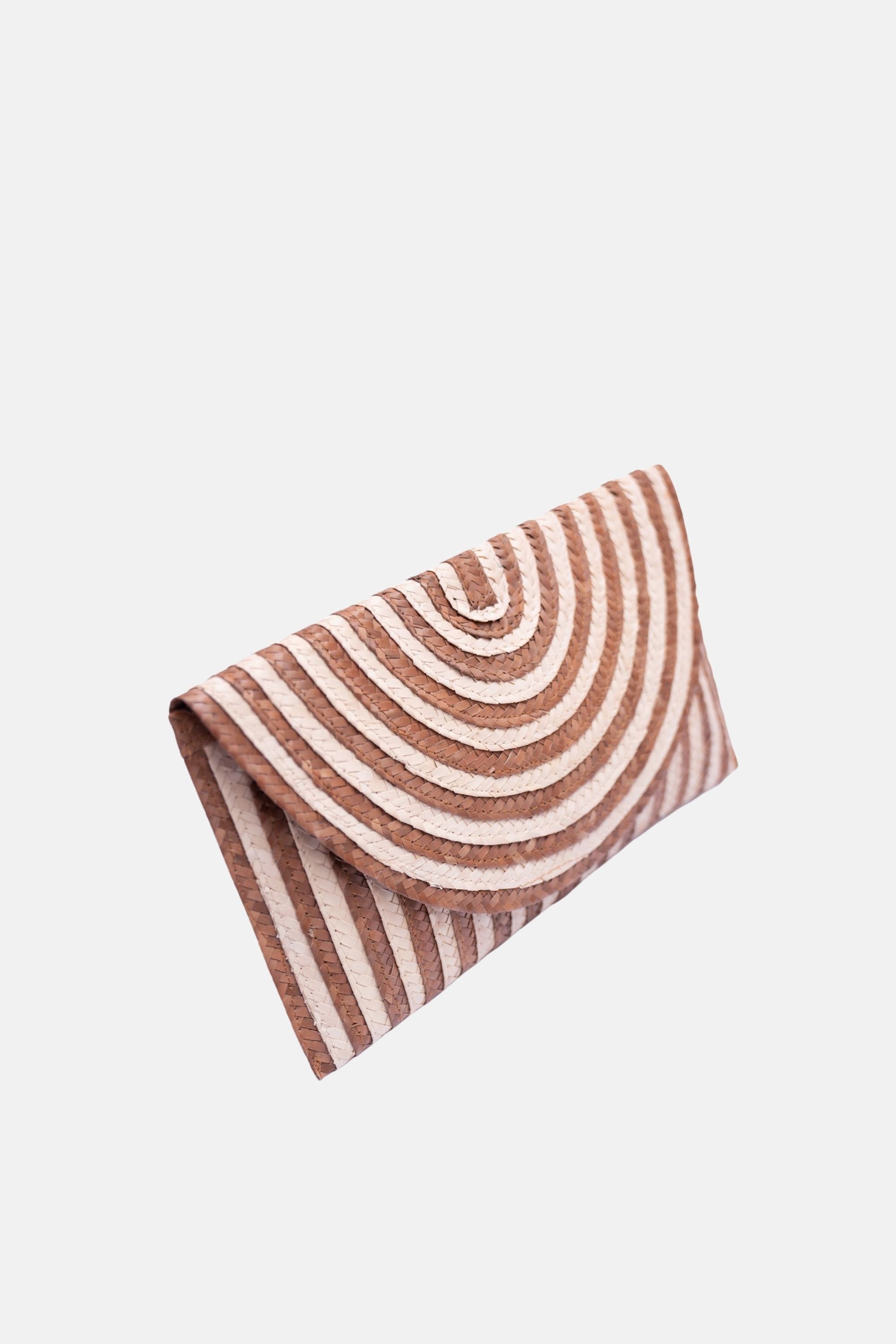 Jelavu - Brooke Small Striped Clutch - Cream / Brown