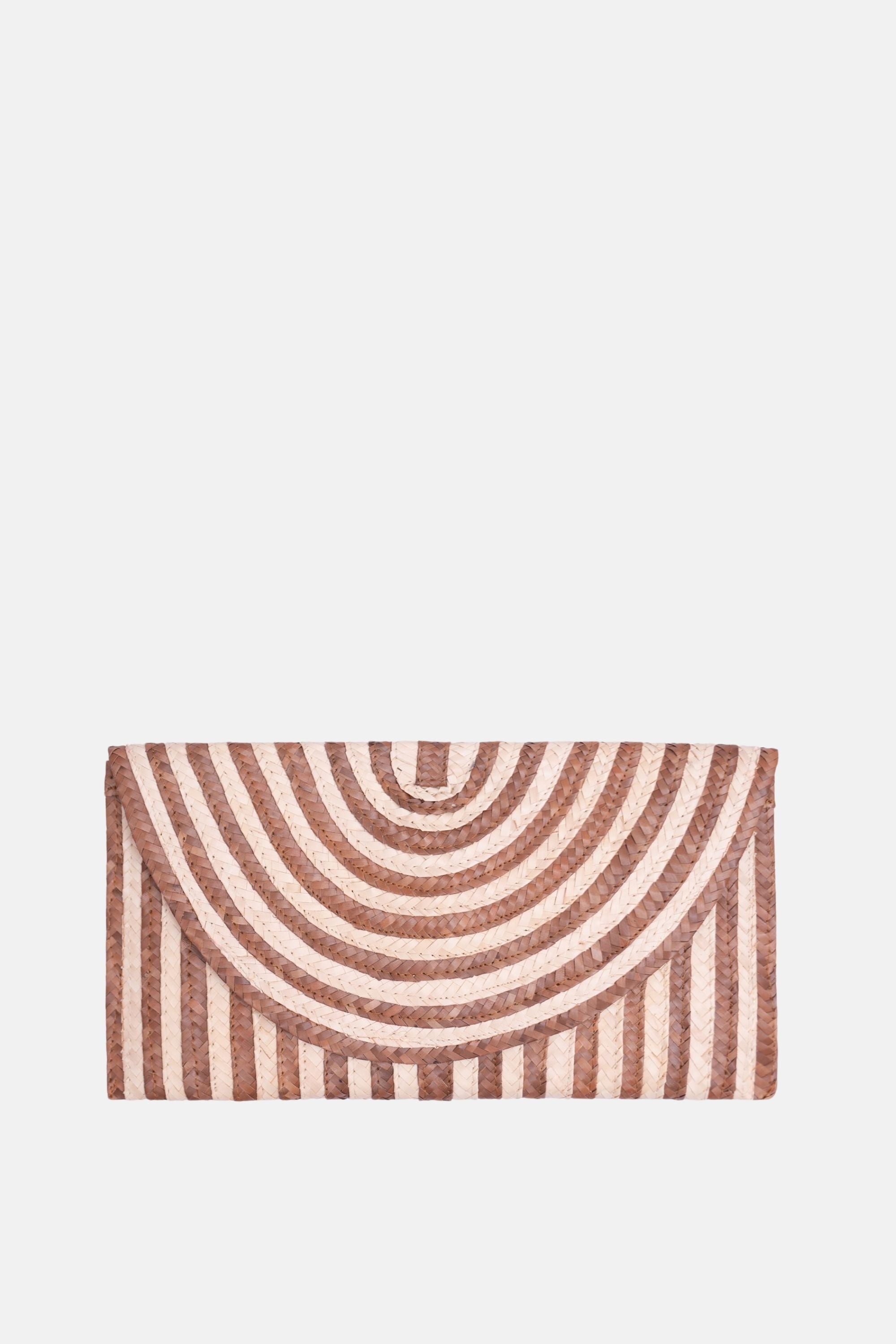 Jelavu - Brooke Small Striped Clutch - Cream / Brown