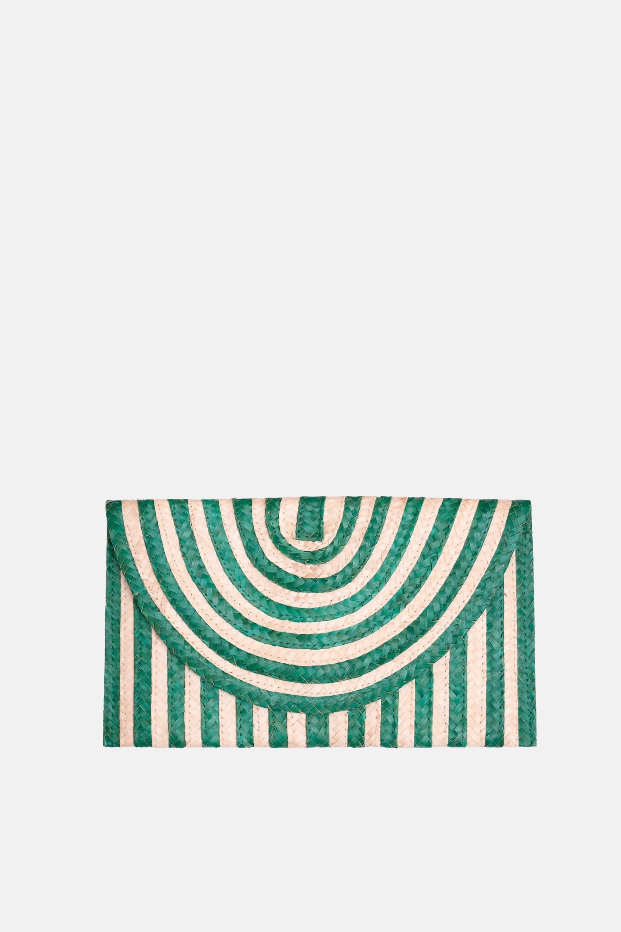 Jelavu - Brooke Small Striped Clutch - Cream / Green