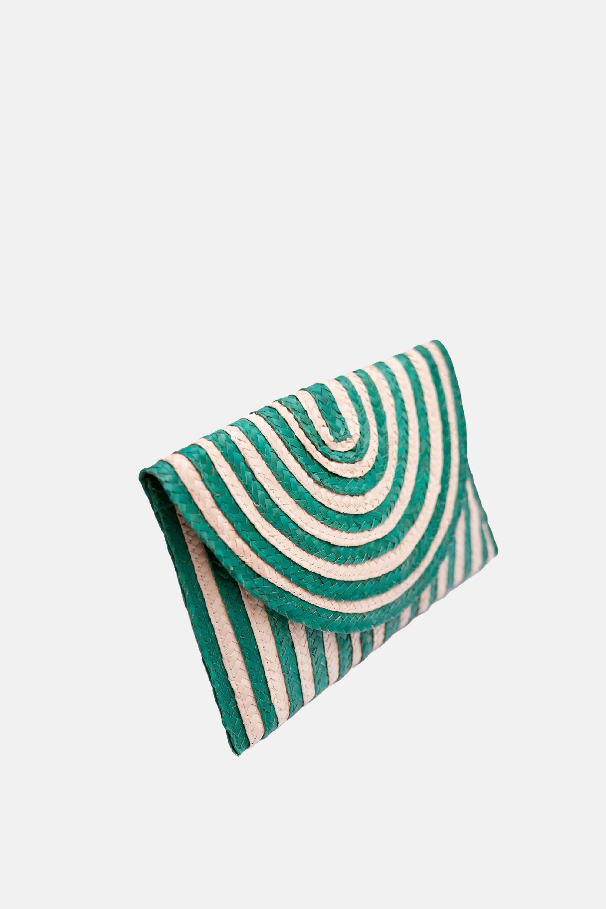 Jelavu - Brooke Small Striped Clutch - Cream / Green