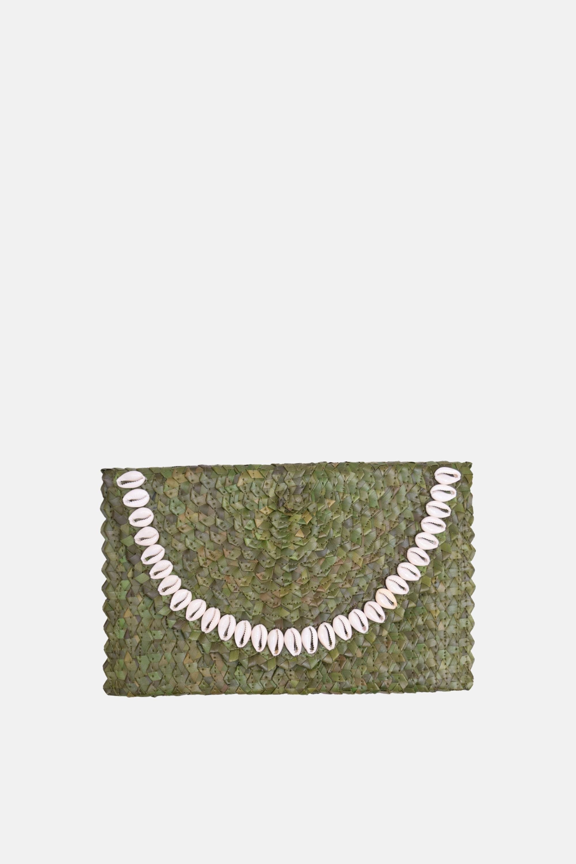 Jelavu - Coco Natural Shell Small Clutch - Moss Green