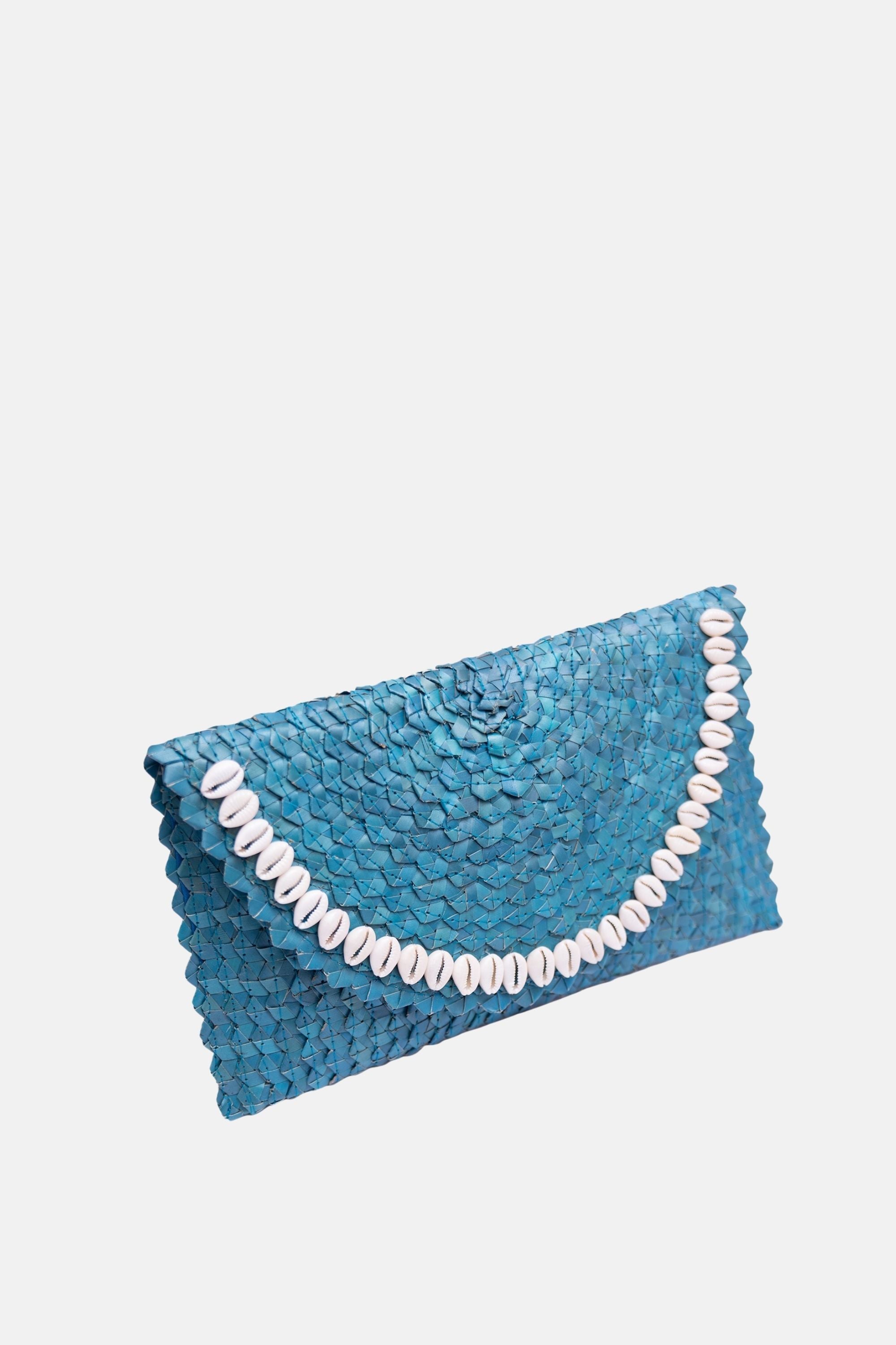 Coco Natural Shell Small Clutch - Turquoise