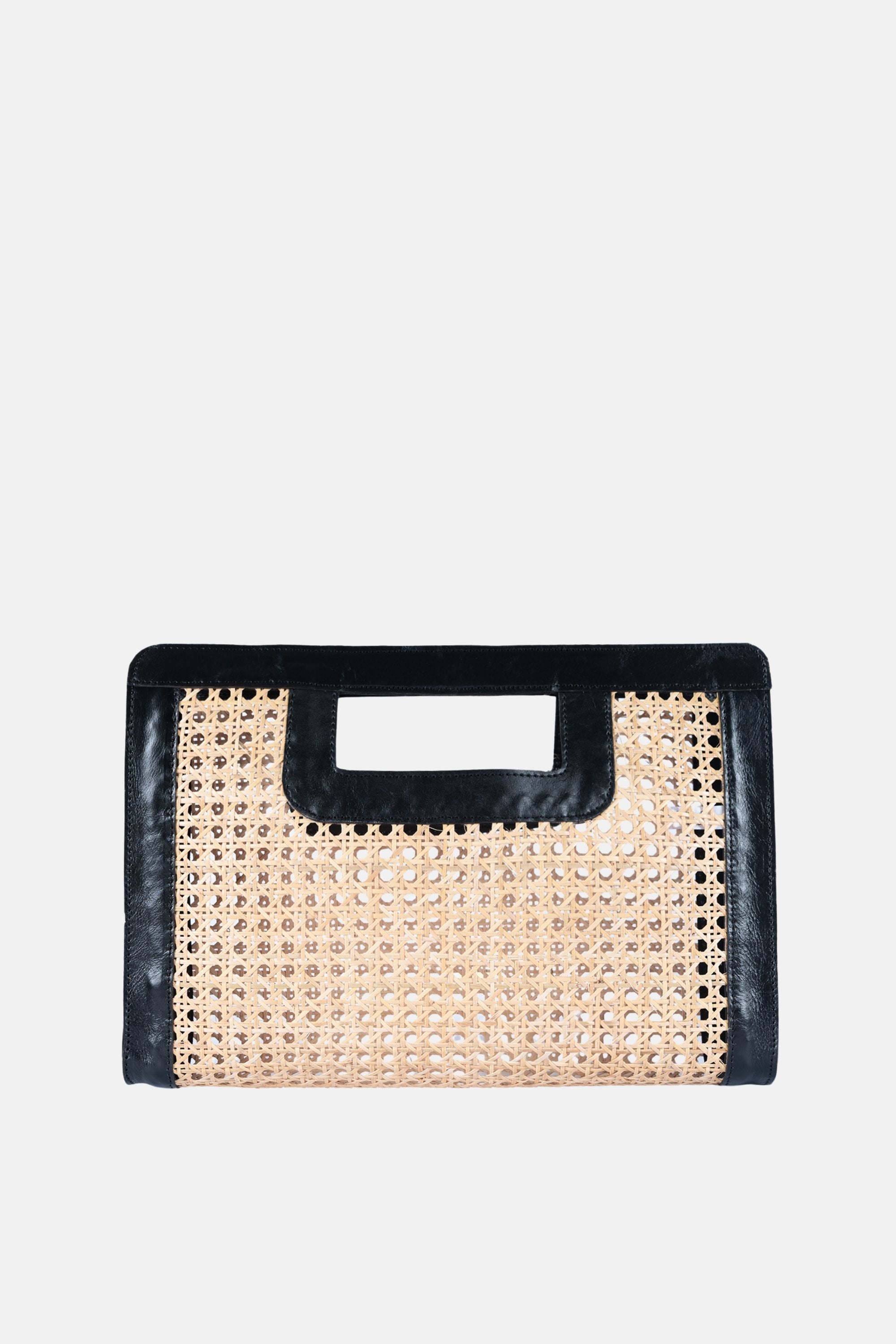 Jelavu - Delmar Cane Clutch - Black Leather