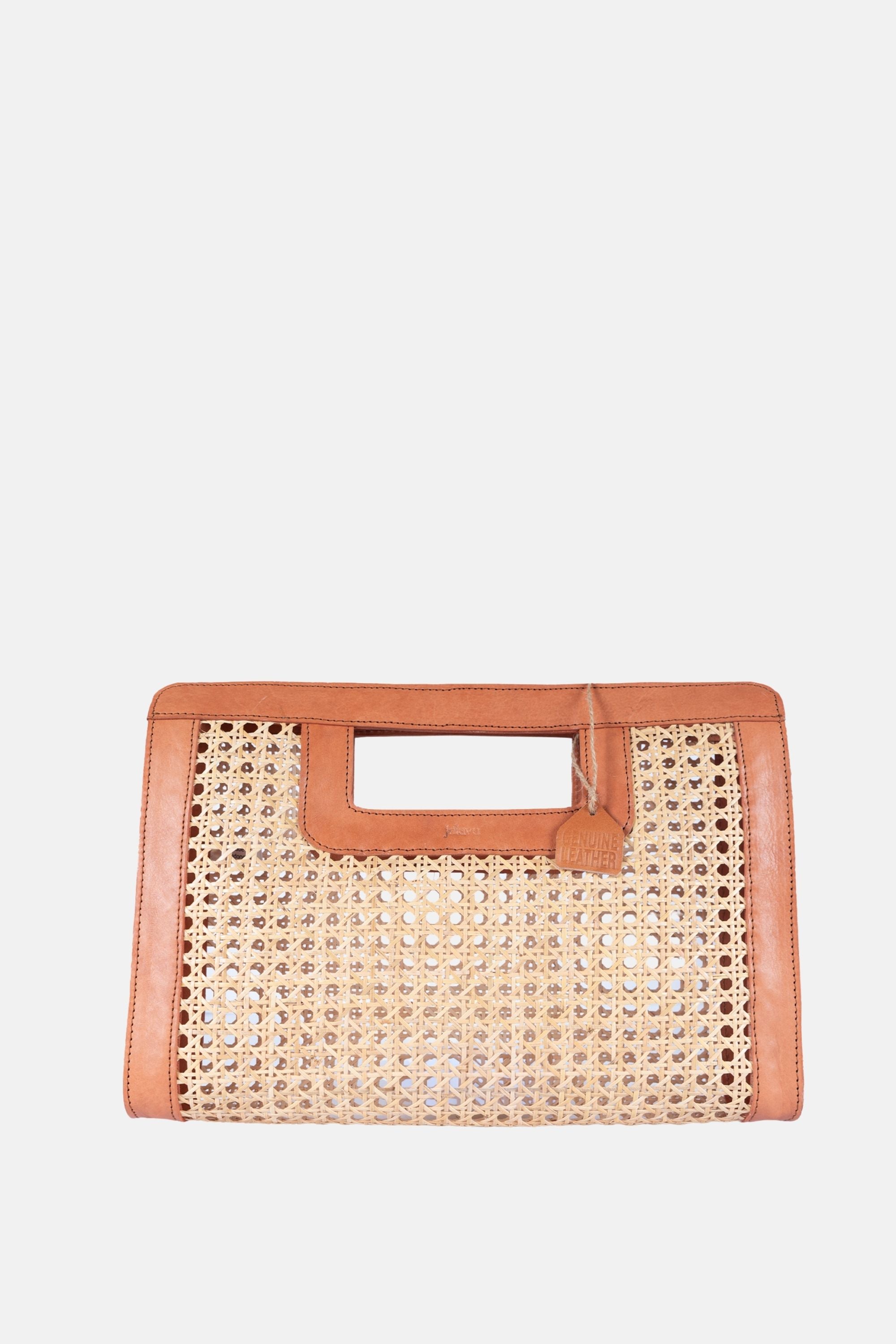 Jelavu - Delmar Cane Clutch - Tan Leather