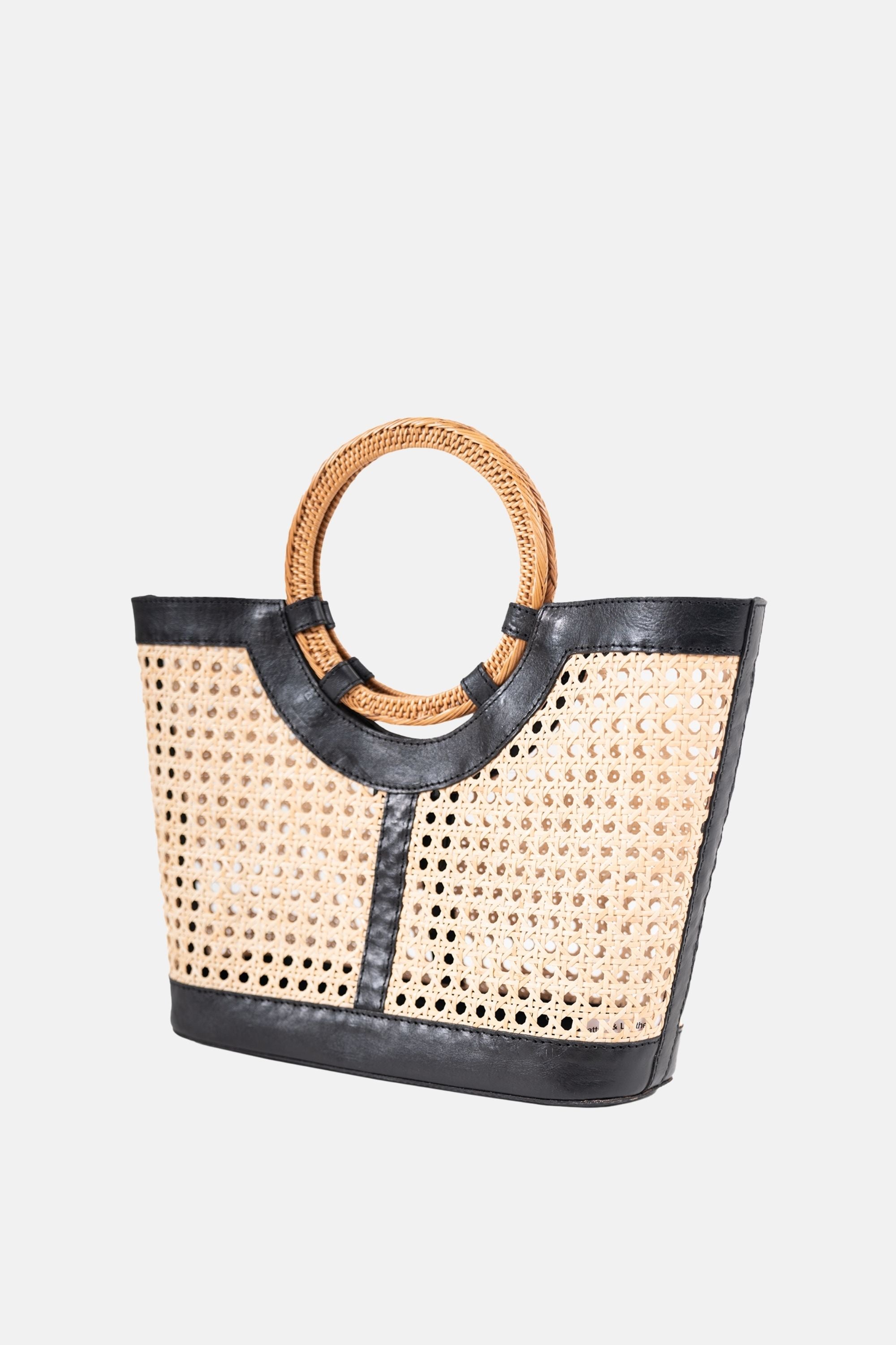 Jelavu - Hilton Round Handle Cane Large Satchel - Black Leather