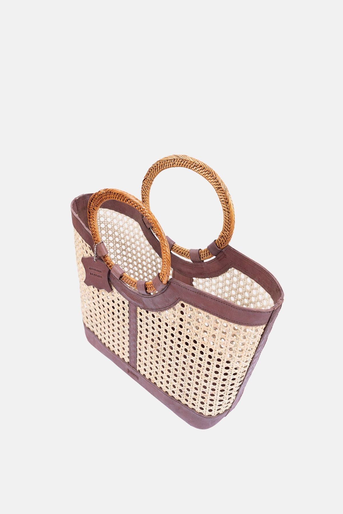 Hilton Round Handle Cane Large Satchel - Chocolate Leather