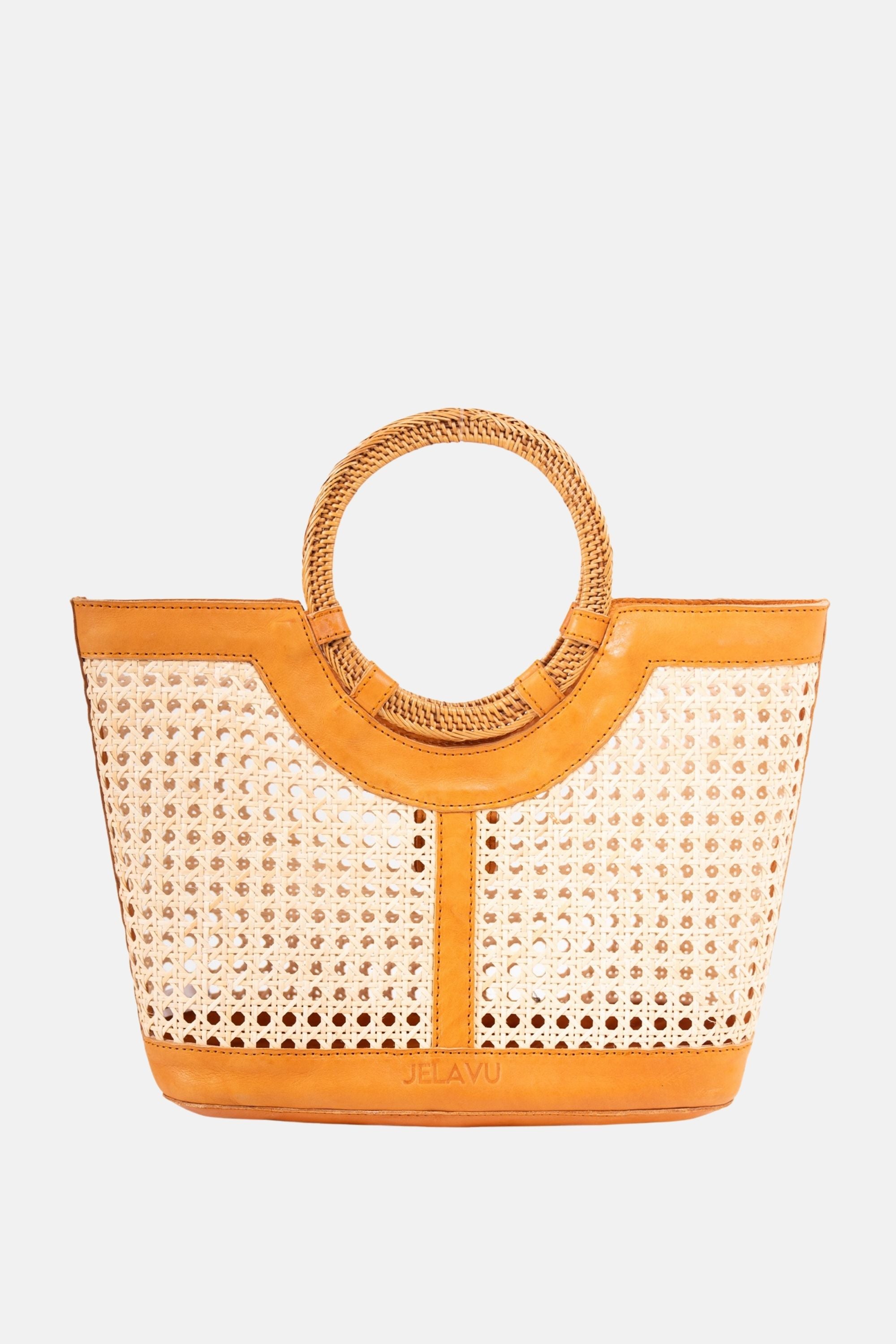 Jelavu - Hilton Round Handle Cane Large Satchel - Tan Leather