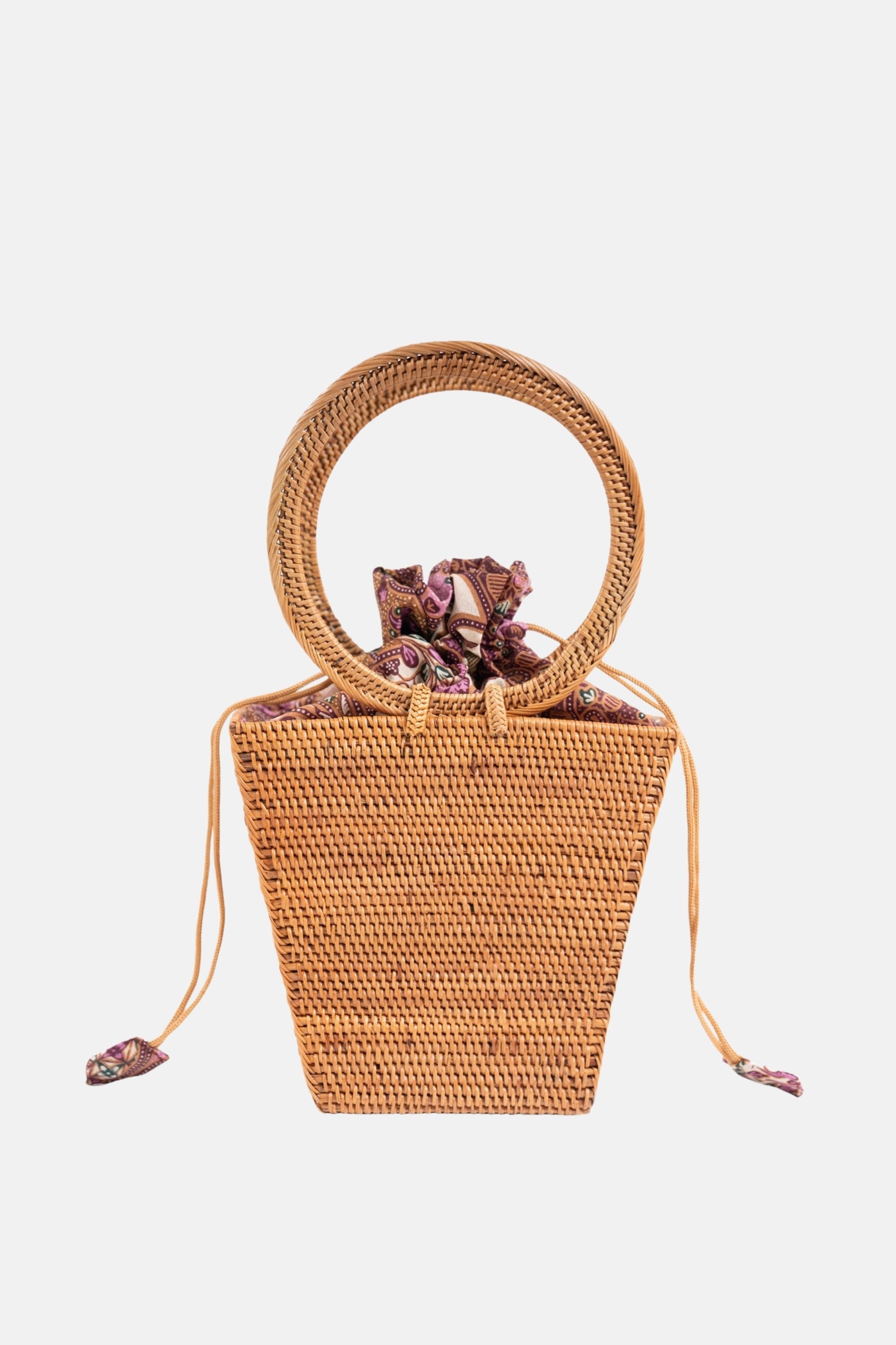 Jelavu - Jibei Small Rattan Round Top Handle Satchel - Natural
