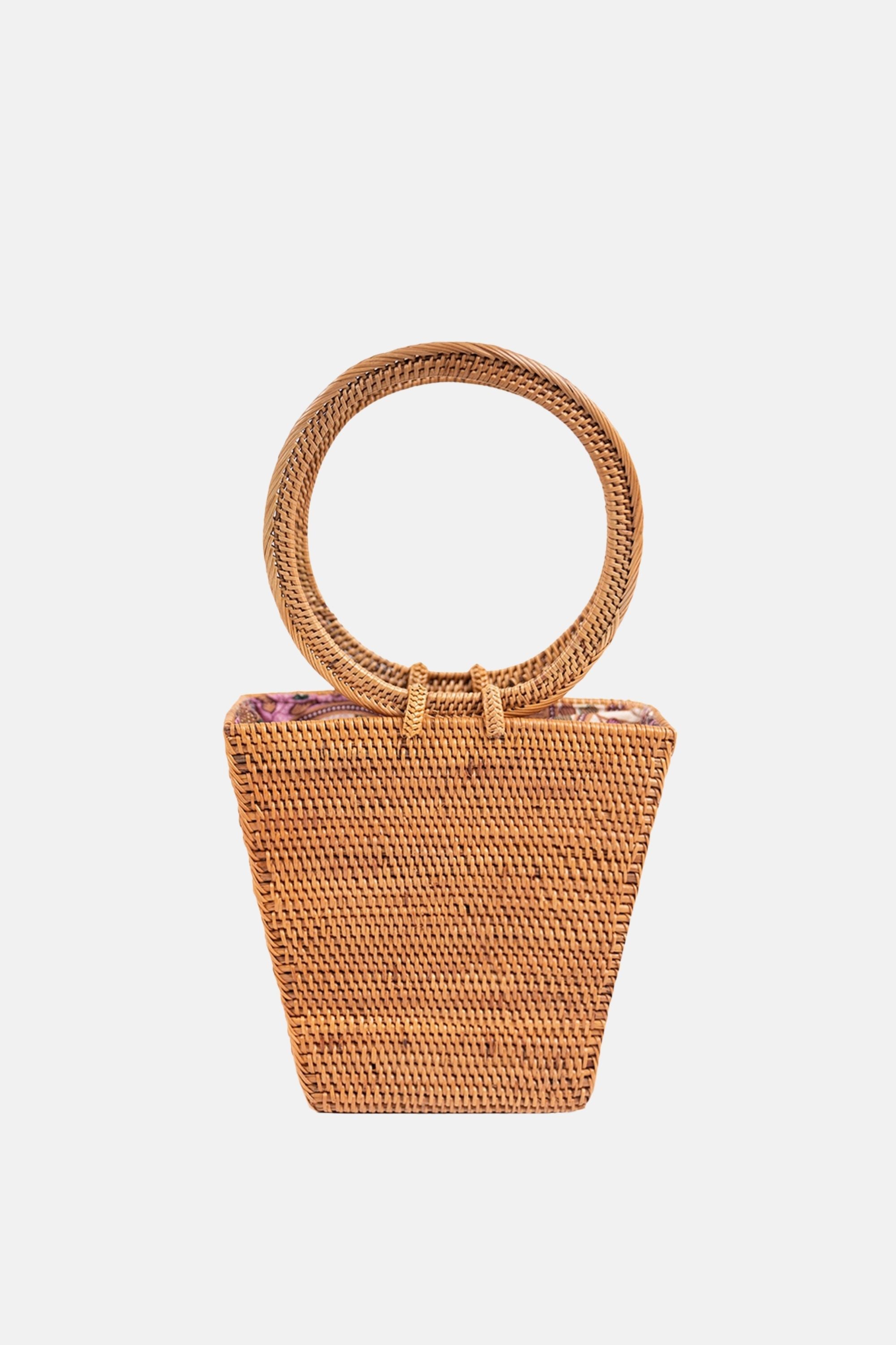 Jelavu - Jibei Small Rattan Round Top Handle Satchel - Natural